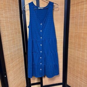 Sonoma Goods For Life Blue Eyelet Button-Down Tiered Midi Dress - Size large